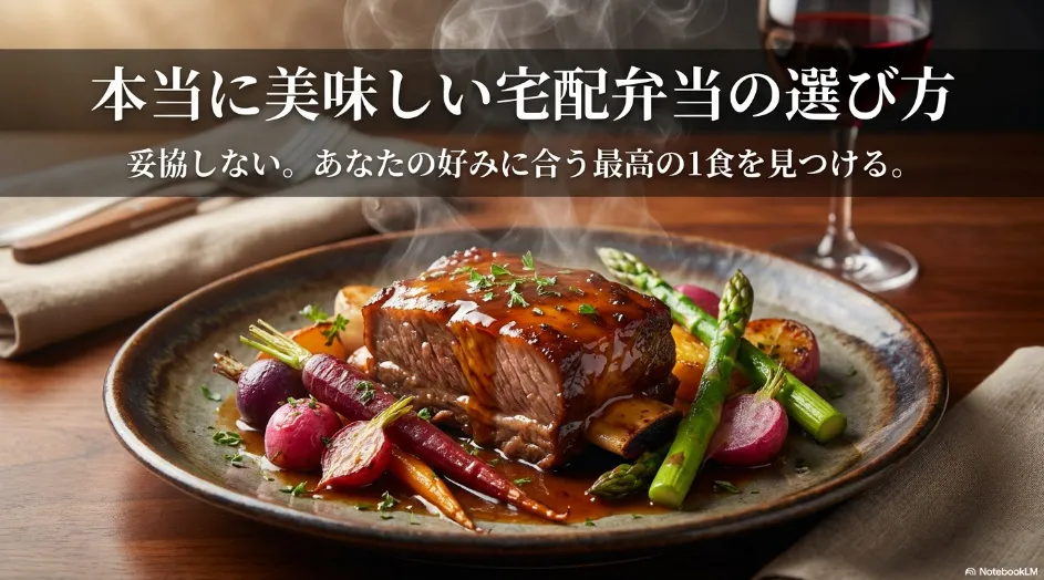本当に美味しい宅配弁当を選ぶポイントを紹介するメインスライド