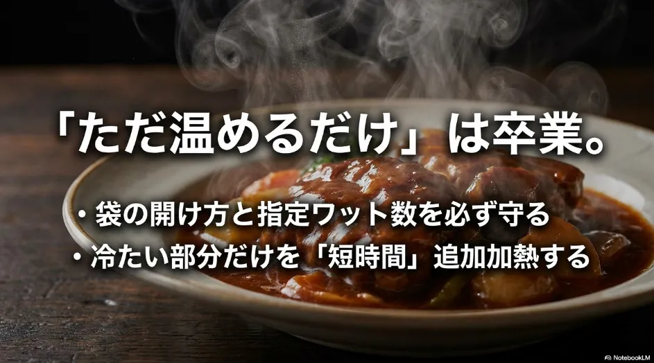 冷凍宅配弁当を美味しく温めるためのワット数確認と追加加熱のポイント