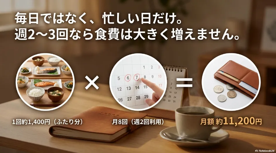 週2回の宅食で夕食作りの負担を減らし、2人暮らしにゆとりを作る方法
