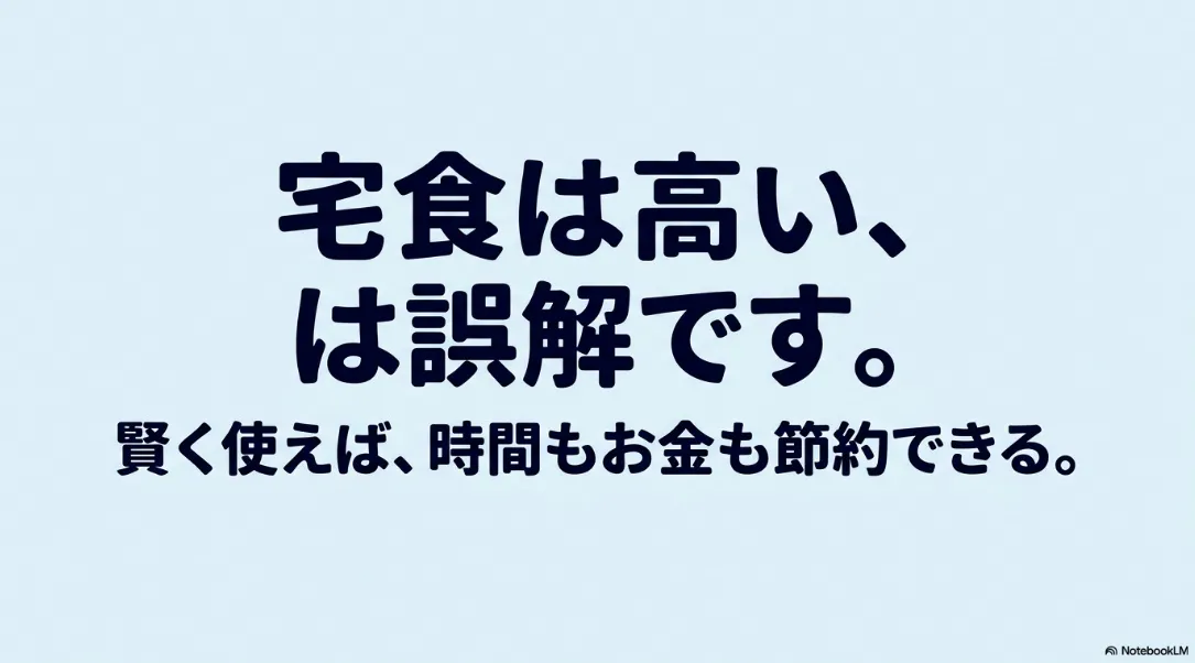 宅食は高いという誤解を解き、時間とお金を節約できるというメッセージ