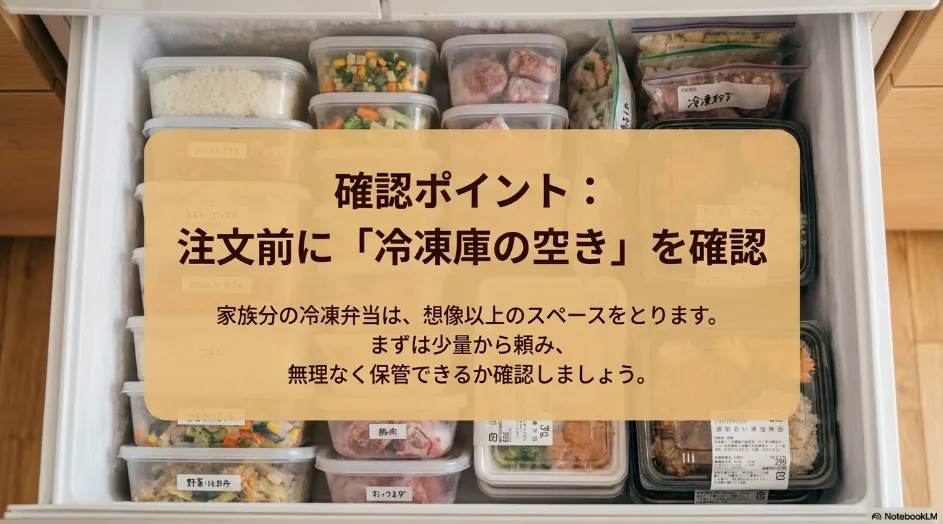 帰宅時間が異なる家族が個別の冷凍弁当を電子レンジで温める様子