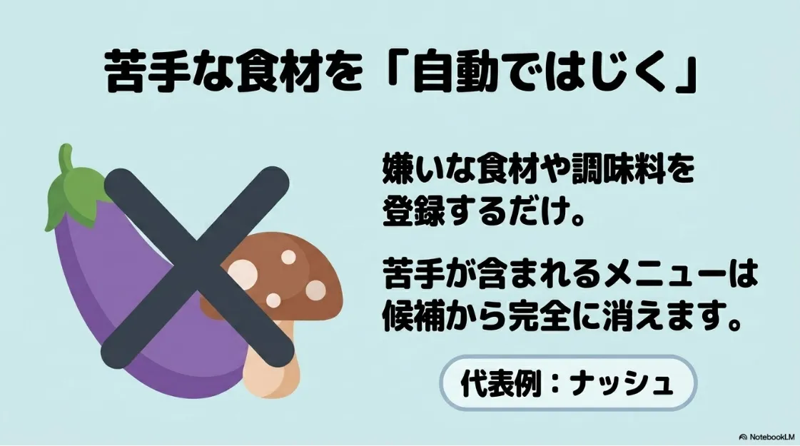 nosh（ナッシュ）の食材フィルタ機能の仕組みと苦手食材除外のメリット