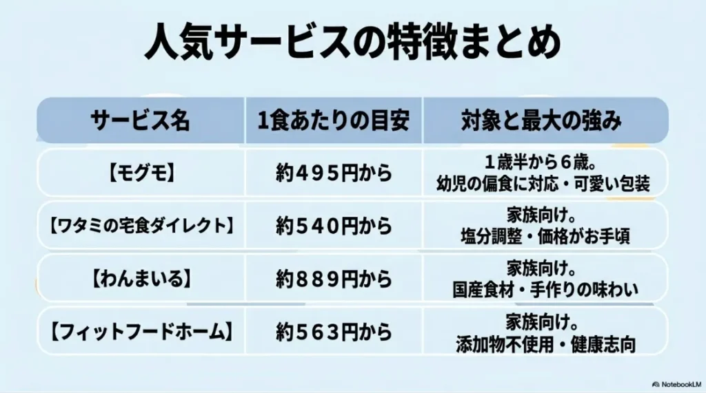 モグモやワタミなど人気のこども向け宅食サービスの特徴と料金比較まとめ
