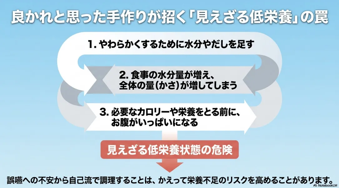 家庭での介護食手作りが招く水分過多と見えざる低栄養リスク