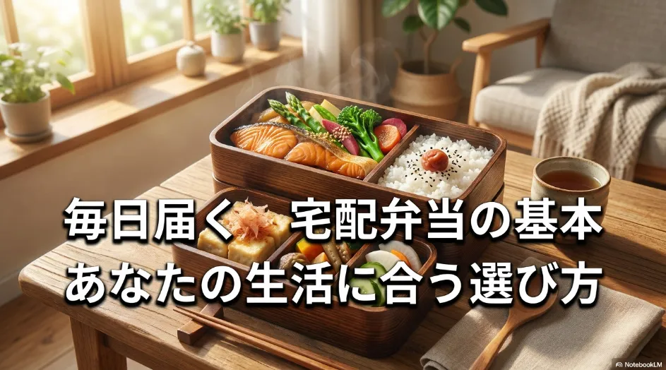 毎日届く宅配弁当の基本と生活に合う選び方を紹介するスライド