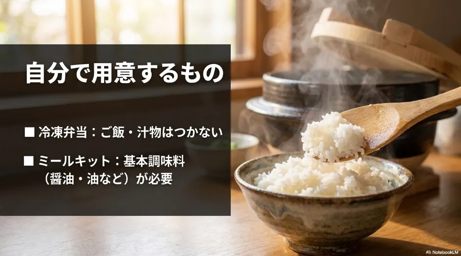ヨシケイのミールキットと冷凍弁当で自宅に用意するご飯や調味料