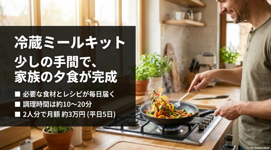 ヨシケイの冷蔵ミールキットの調理時間と2人分の月額料金目安