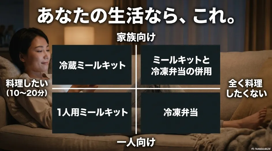家族構成と調理時間で選ぶヨシケイのミールキットと冷凍弁当
