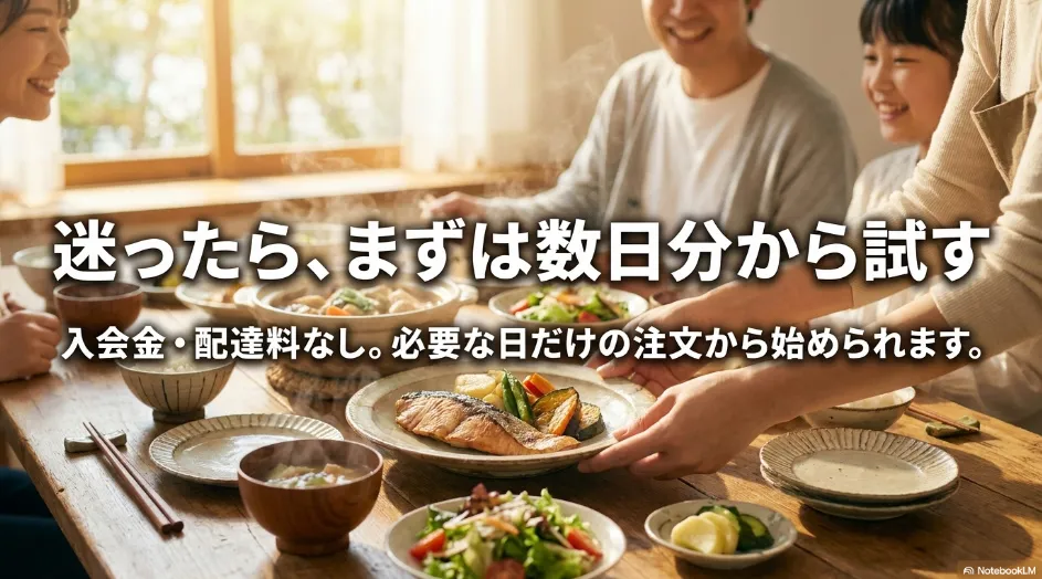 ヨシケイを必要な日だけ少量から試す家族の夕食風景
